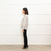 ba&sh Black & Cream Checked Cotton Blouse With Frill Cuffs & Collar