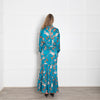 Dea Kudibal  Turquoise Floral Frill Neck Maxi Dress