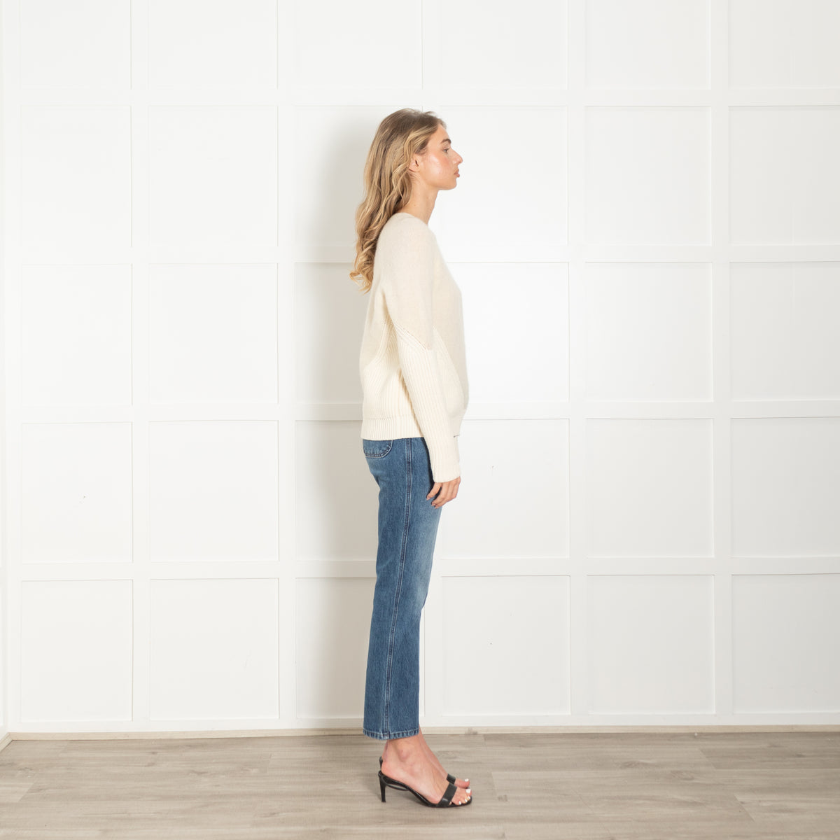 Stefanel Cream Boiled Wool And Rib Jumper