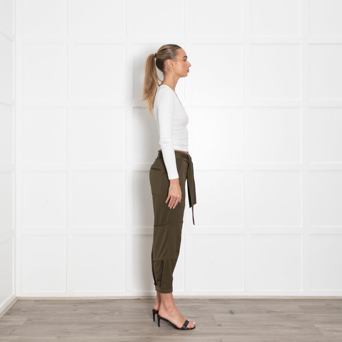 Me + Em Khaki Cargo Belted Trousers