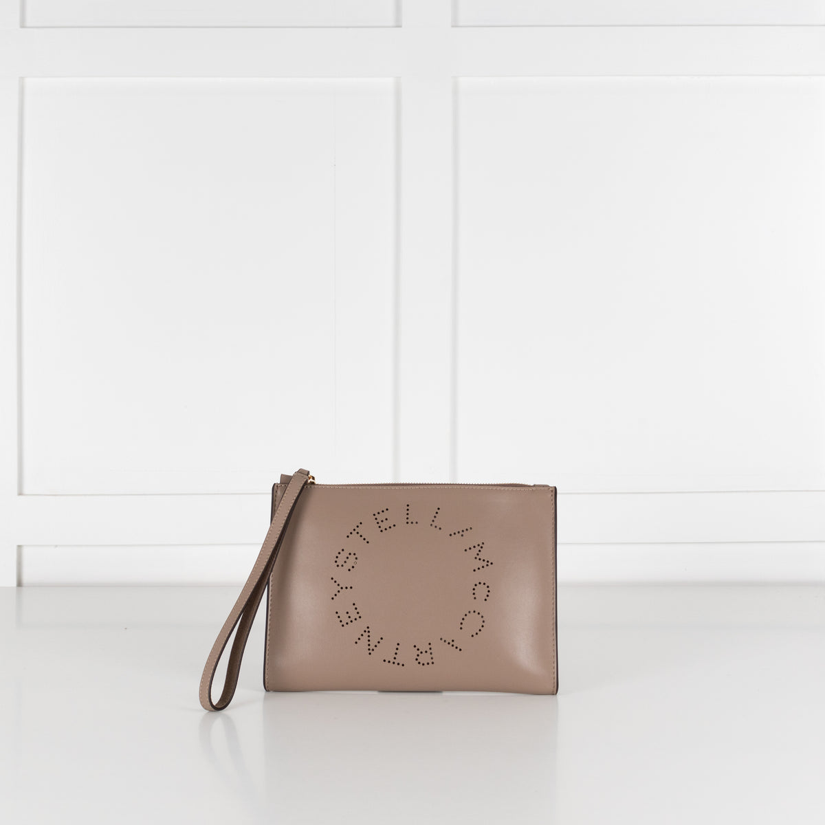 Stella McCartney Logo Taupe Vegan Leather Pouch
