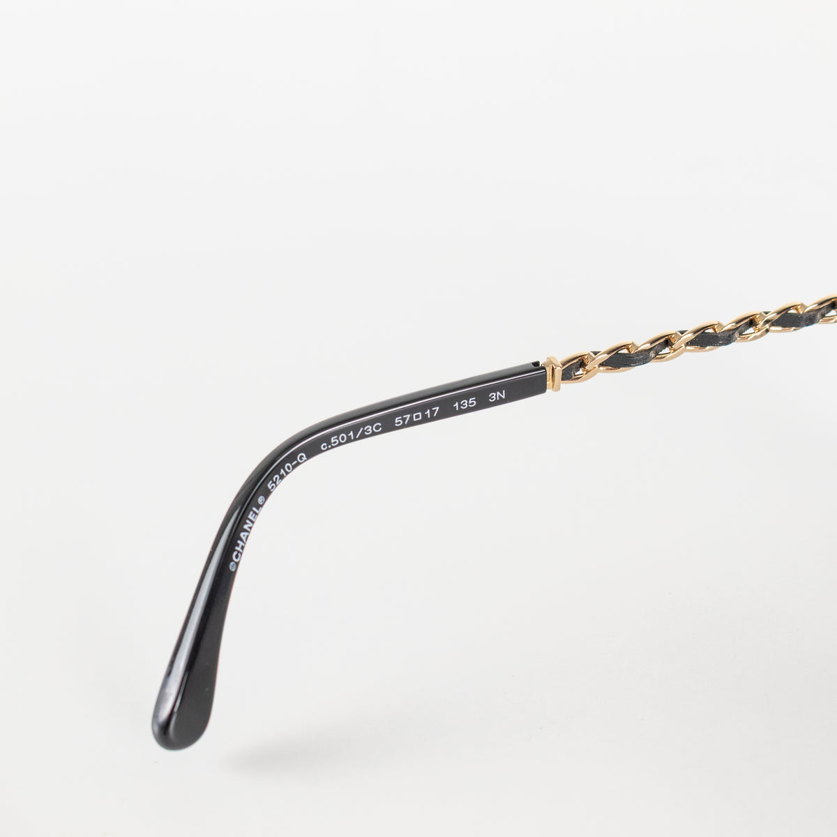 Chanel Black Square Sunglasses With Lambskin+Chain Detail