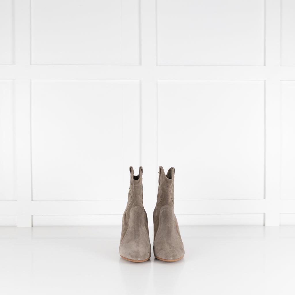 Ba&Sh Beige Suede Caitlin Heeled Ankle Boots