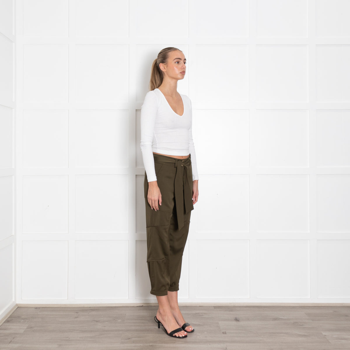 Me + Em Khaki Cargo Belted Trousers