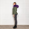 Popski Green Purple Detachable Fur Lining Hooded Coat