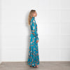 Dea Kudibal  Turquoise Floral Frill Neck Maxi Dress