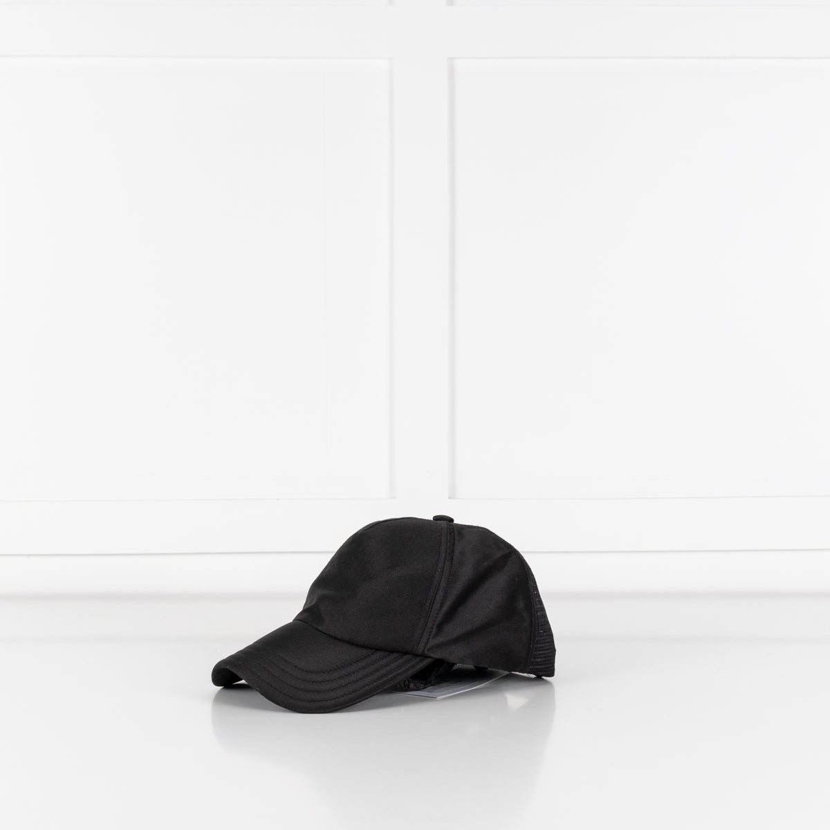Sandro Black Satin Fabric Back Mesh Cap