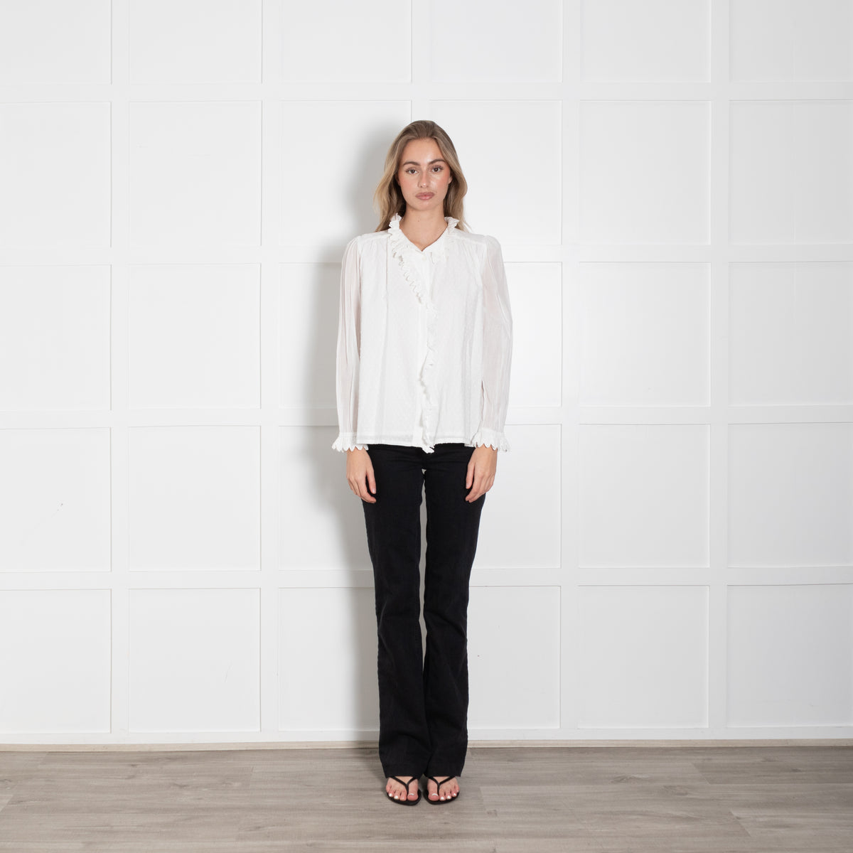 Brora White High Neck Blouse
