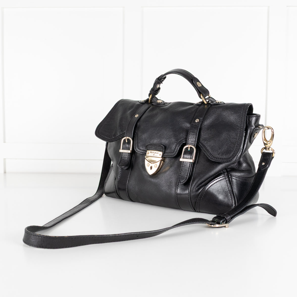 Aspinal of London Black Mollie Satchel Bag