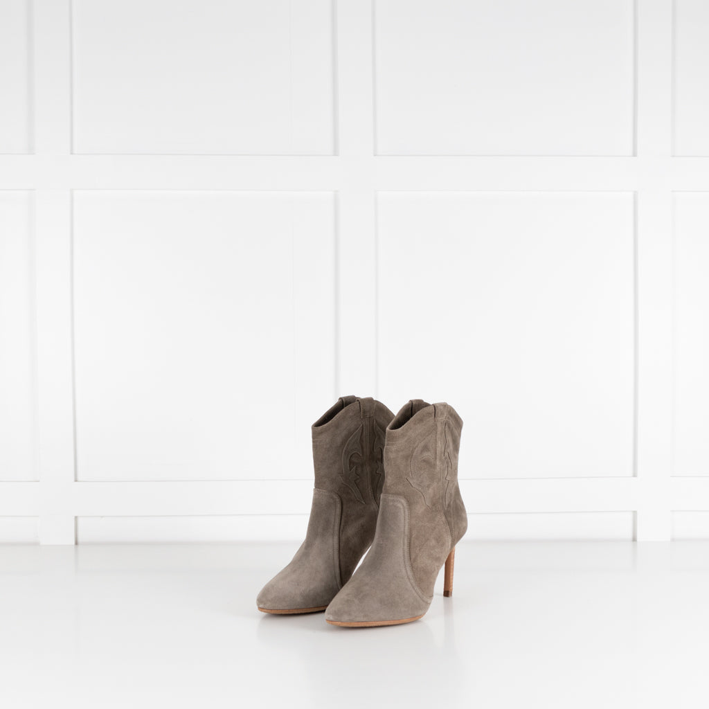 Ba&Sh Beige Suede Caitlin Heeled Ankle Boots