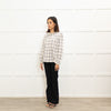 ba&sh Black & Cream Checked Cotton Blouse With Frill Cuffs & Collar