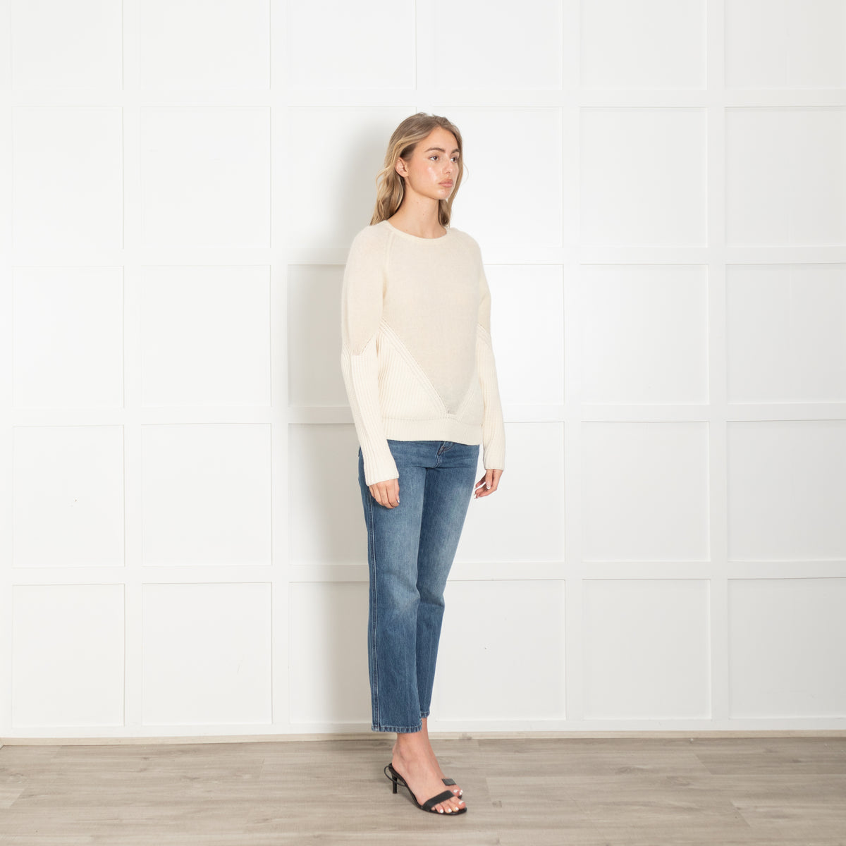 Stefanel Cream Boiled Wool And Rib Jumper
