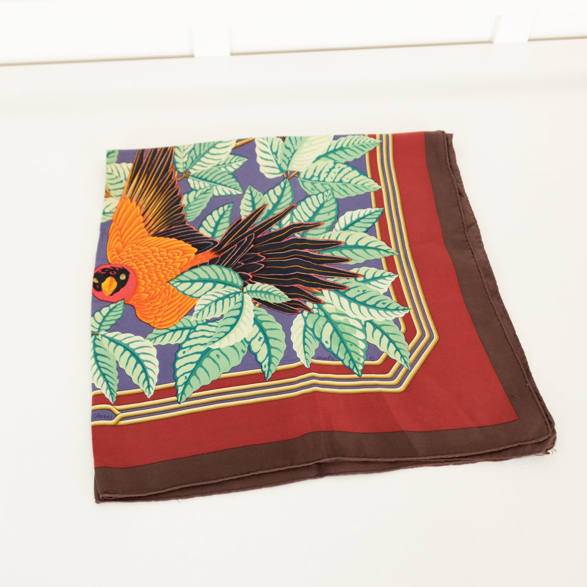 Hermes  Les Perroquets Vintage Silk Scarf