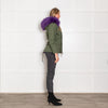 Popski Green Purple Detachable Fur Lining Hooded Coat