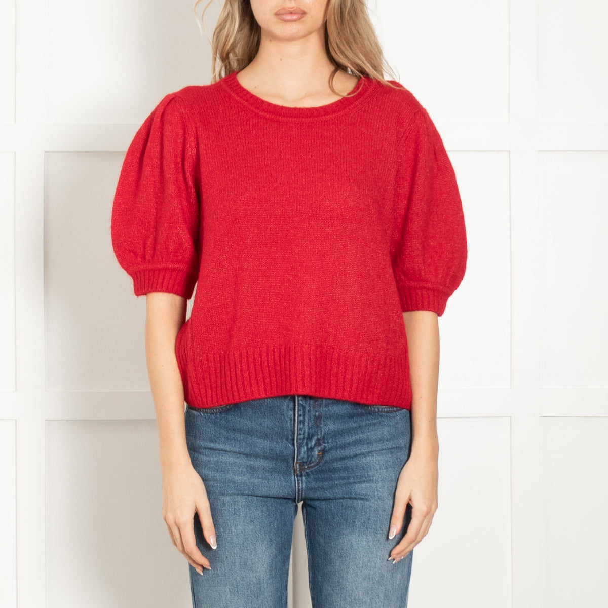 Me + Em Red Cashmere Mix Short Sleeve Jumper