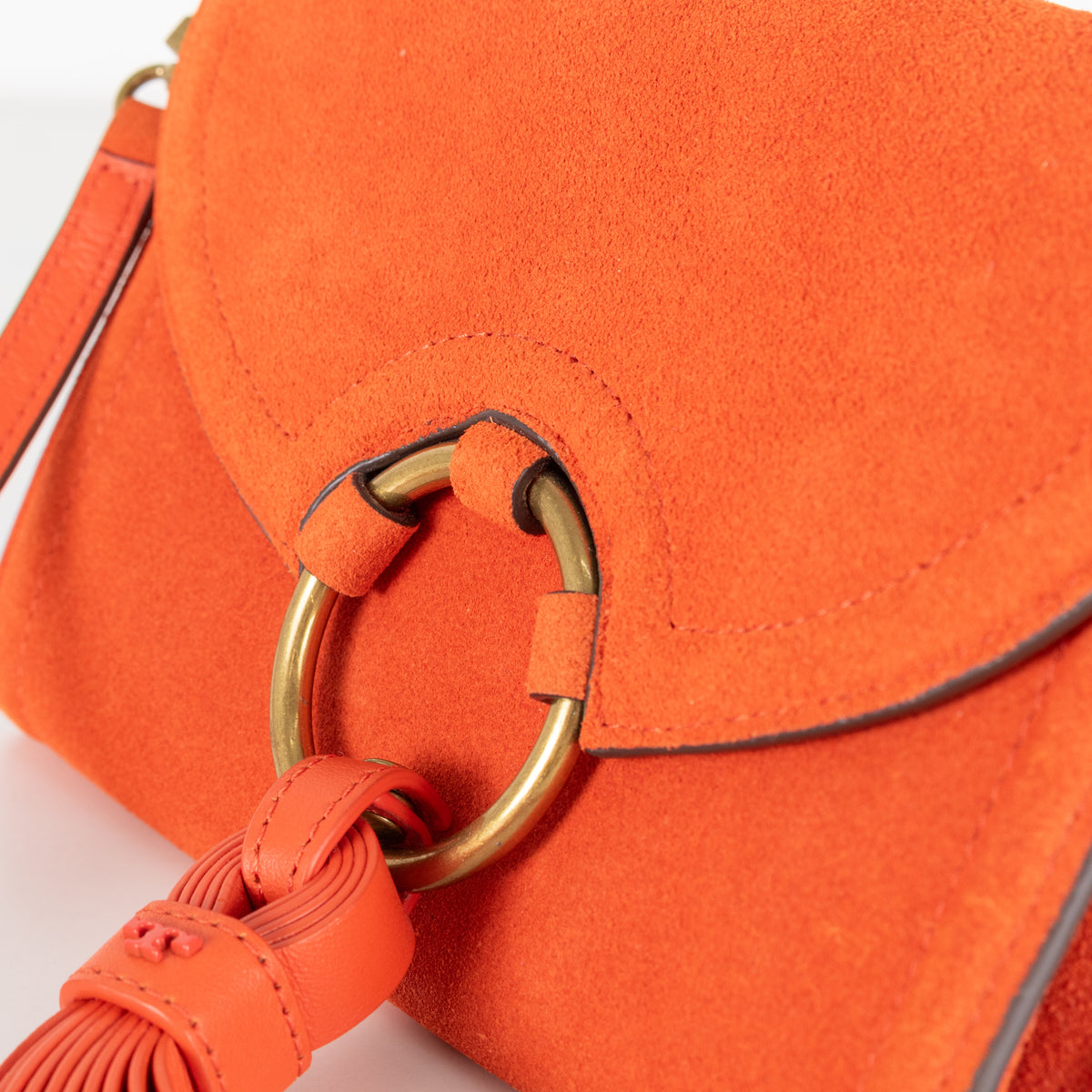 Tory Burch Orange Suede Crossbody Tassel Bag