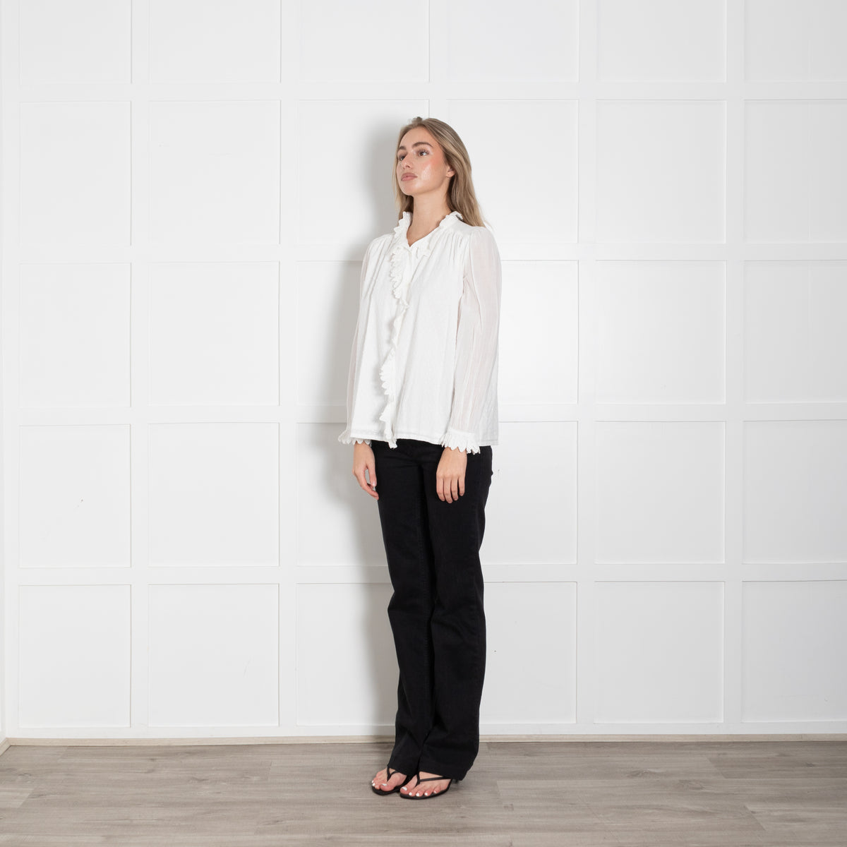 Brora White High Neck Blouse