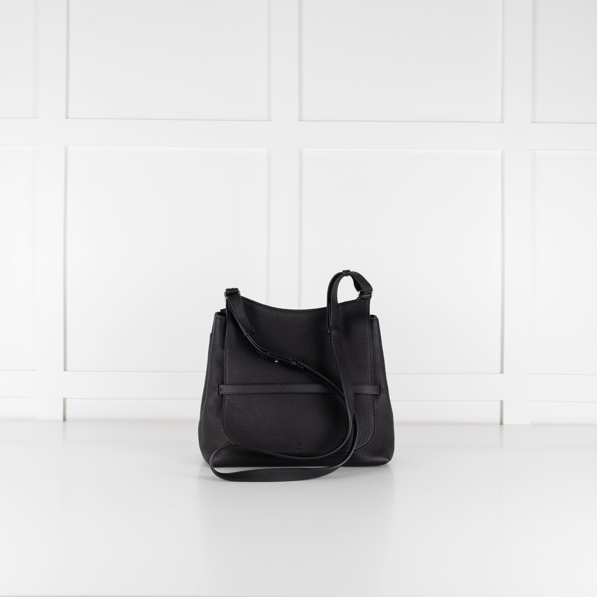 The Row Black Grained Leather Hunting Bag