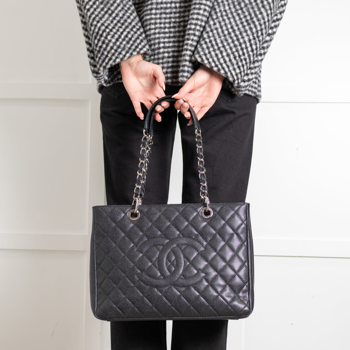 Chanel Black Caviar GST with Silver Hardware