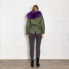 Popski Green Purple Detachable Fur Lining Hooded Coat