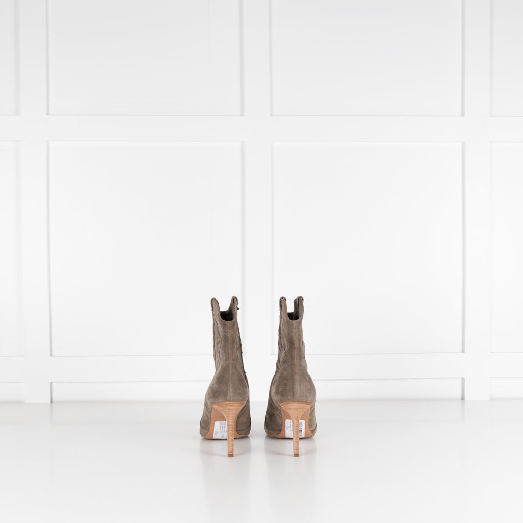 Ba&Sh Beige Suede Caitlin Heeled Ankle Boots