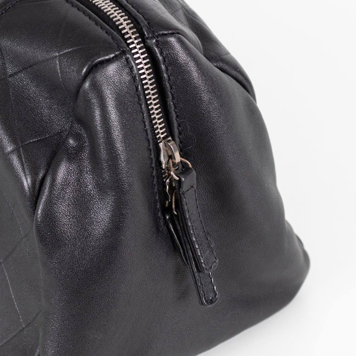 Chanel Black CC Chevron Quilted Lambskin Boston Bag