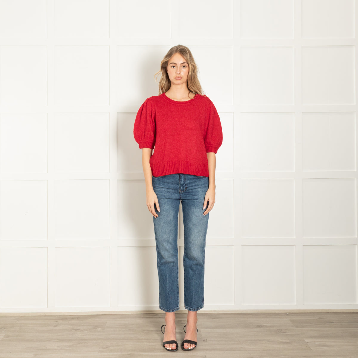 Me + Em Red Cashmere Mix Short Sleeve Jumper