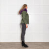Popski Green Purple Detachable Fur Lining Hooded Coat