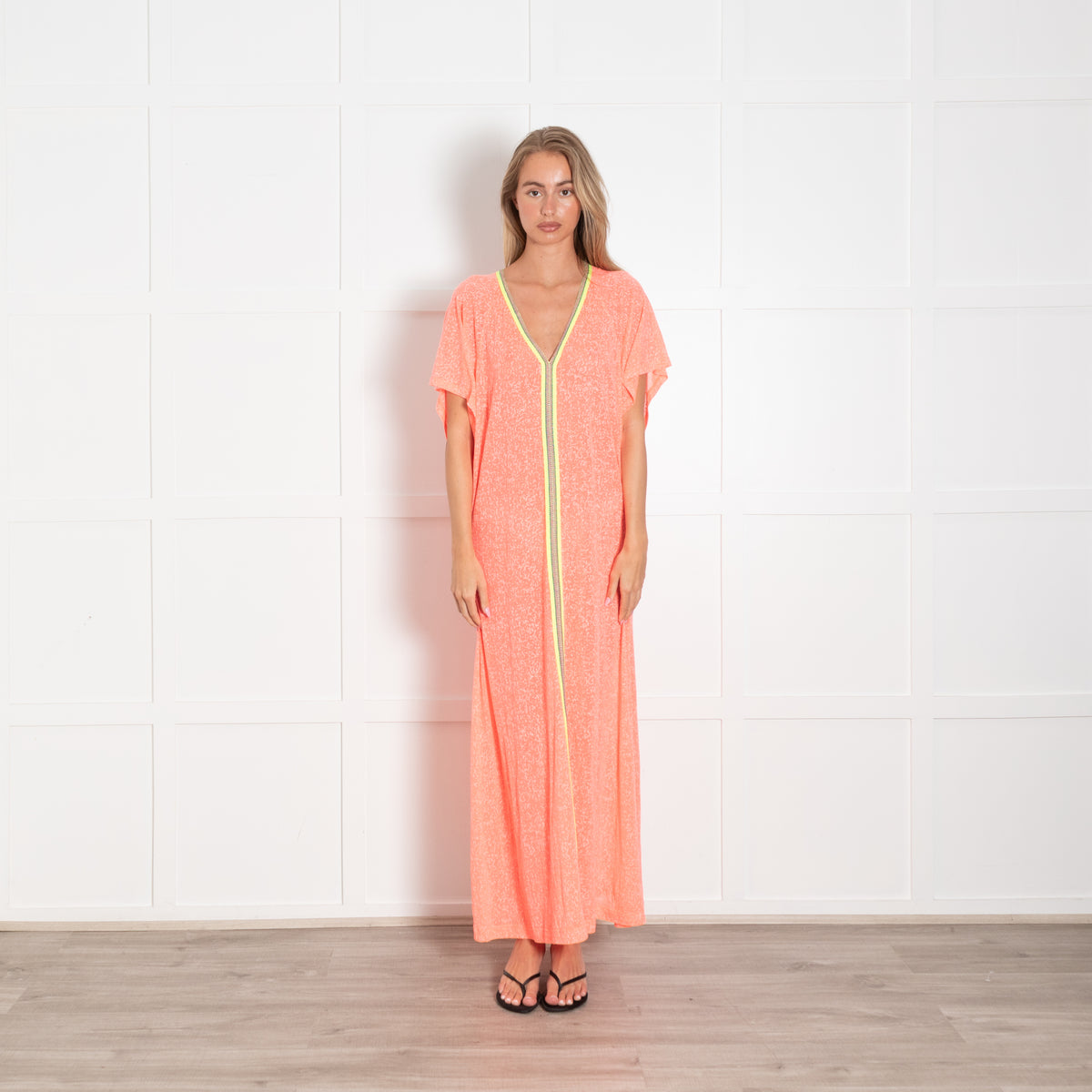Pitusa Neon Orange V-Neck Long Sundress