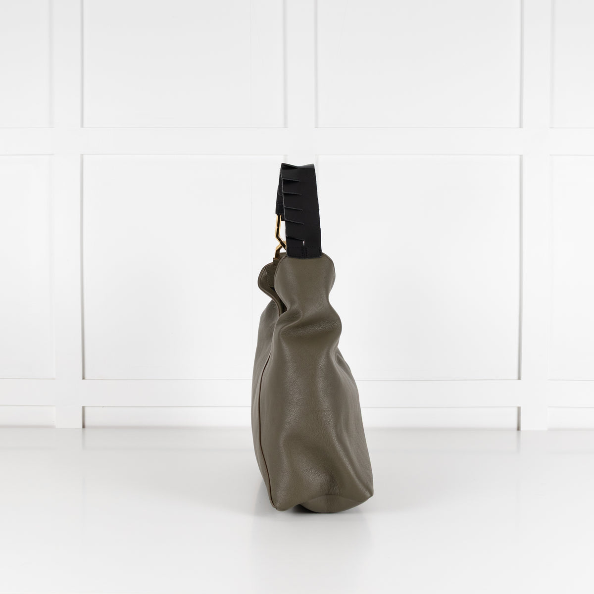 Lancel Khaki Zip Hobo Bag