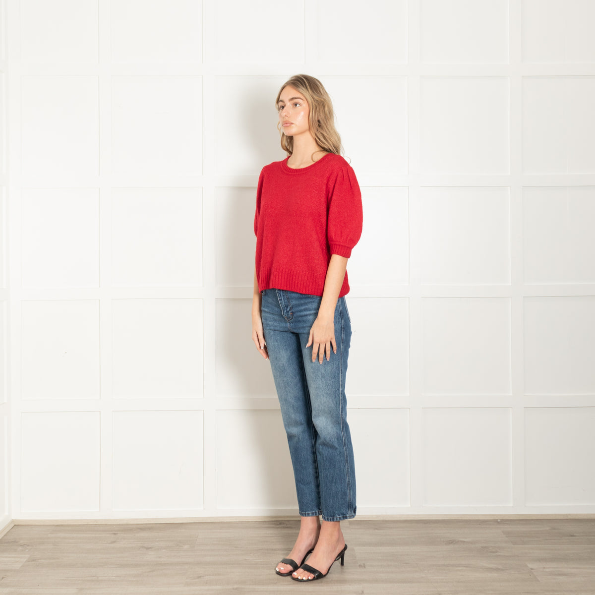 Me + Em Red Cashmere Mix Short Sleeve Jumper