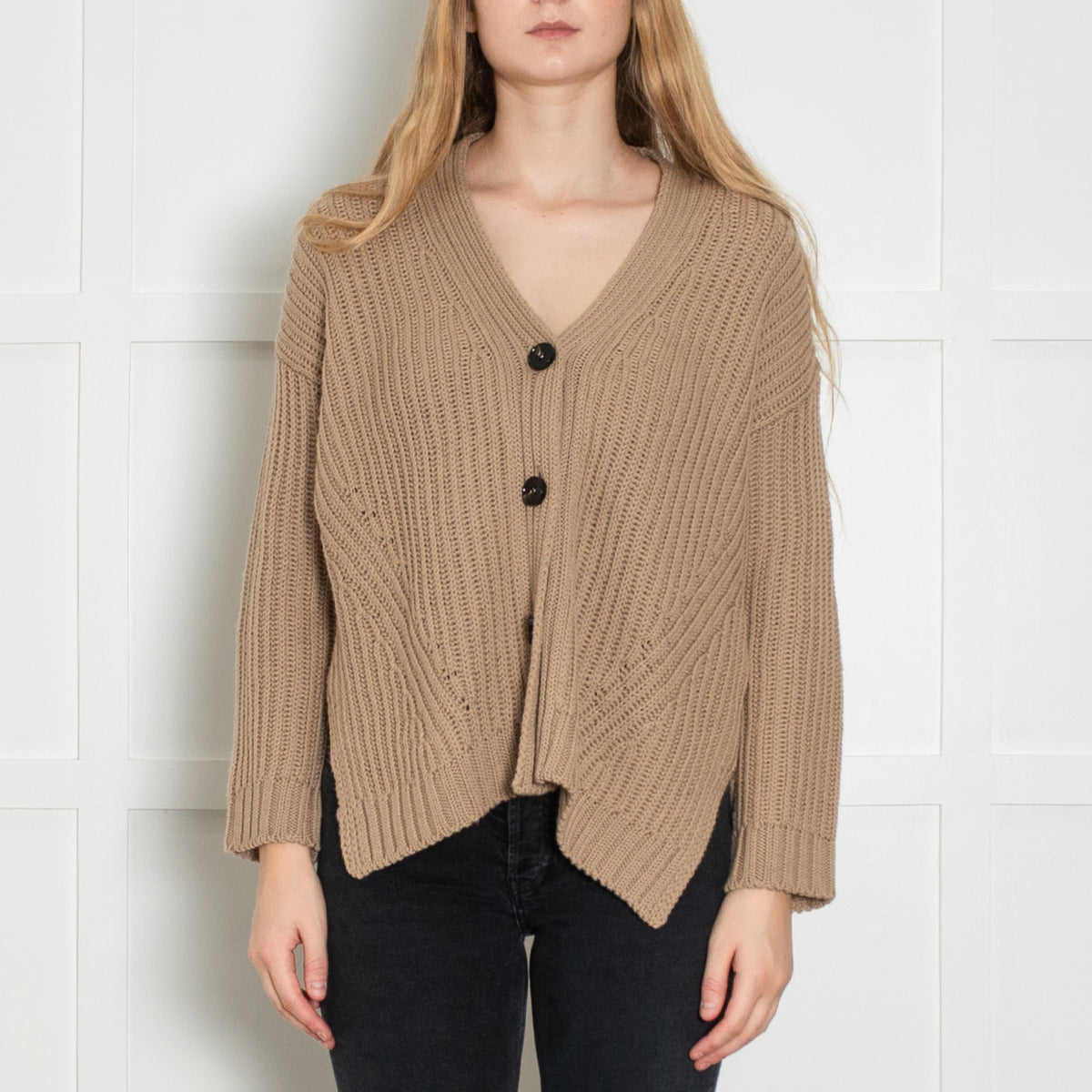 Weekend Max Mara Beige Chunky Wool Cardigan