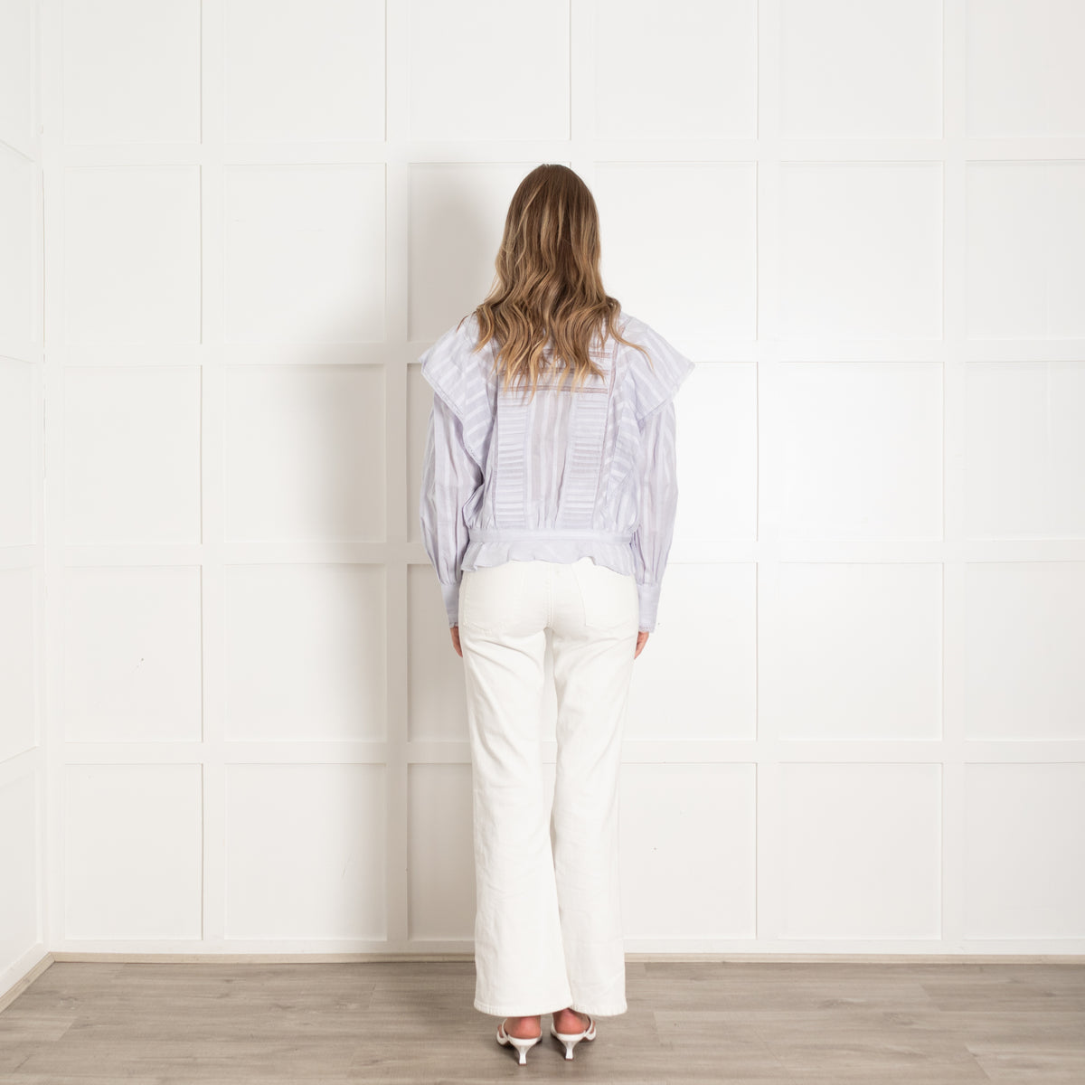 Isabel Marant Etoile Light Blue Frilled and Lace Button Back Shirt