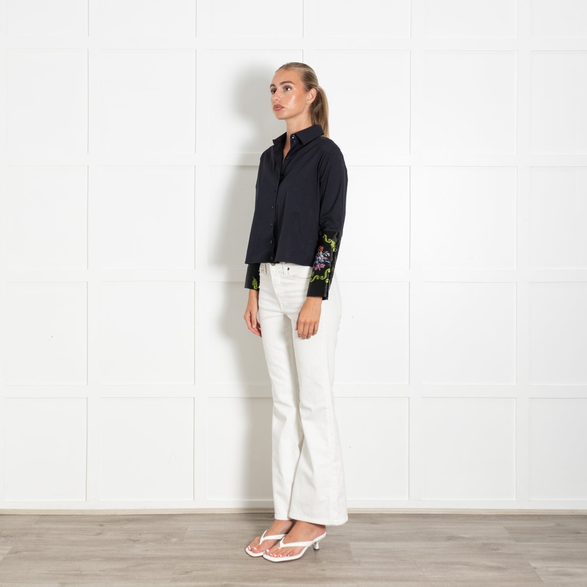 Christian Dior Navy Cotton Jacquard Trim Shirt