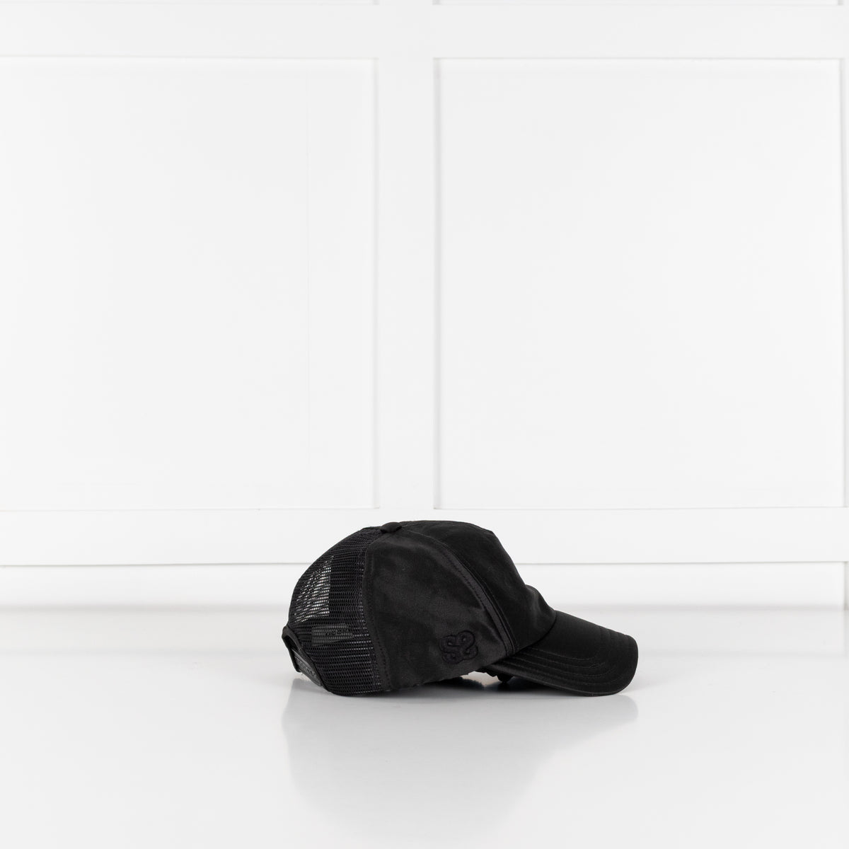 Sandro Black Satin Fabric Back Mesh Cap