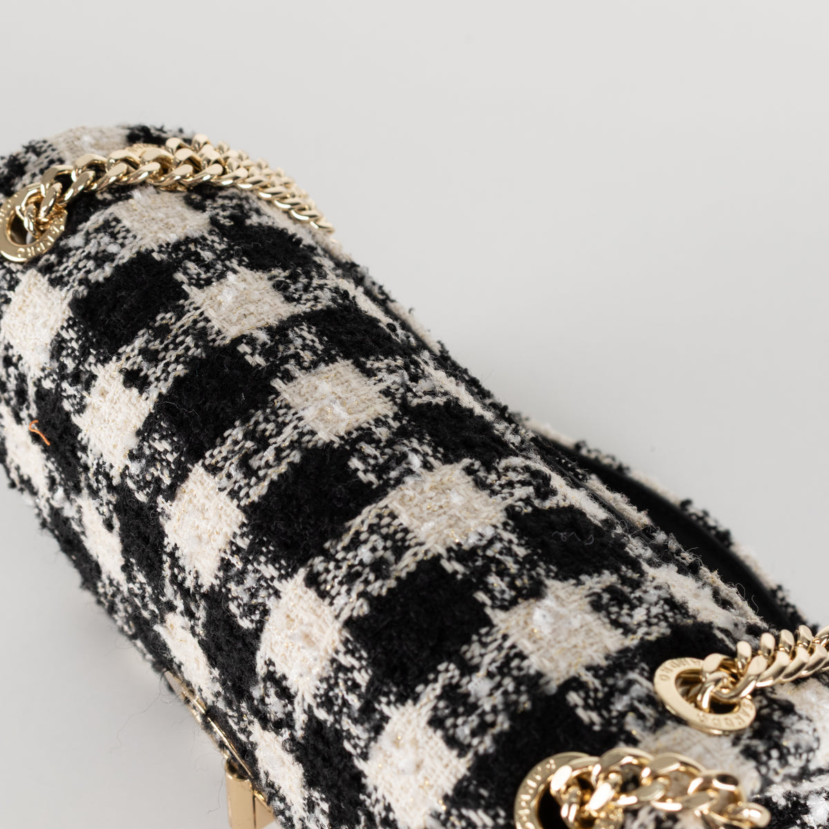 Sandro Yza Houdstooth Tweed Black And Cream Bag