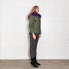 Popski Green Purple Detachable Fur Lining Hooded Coat
