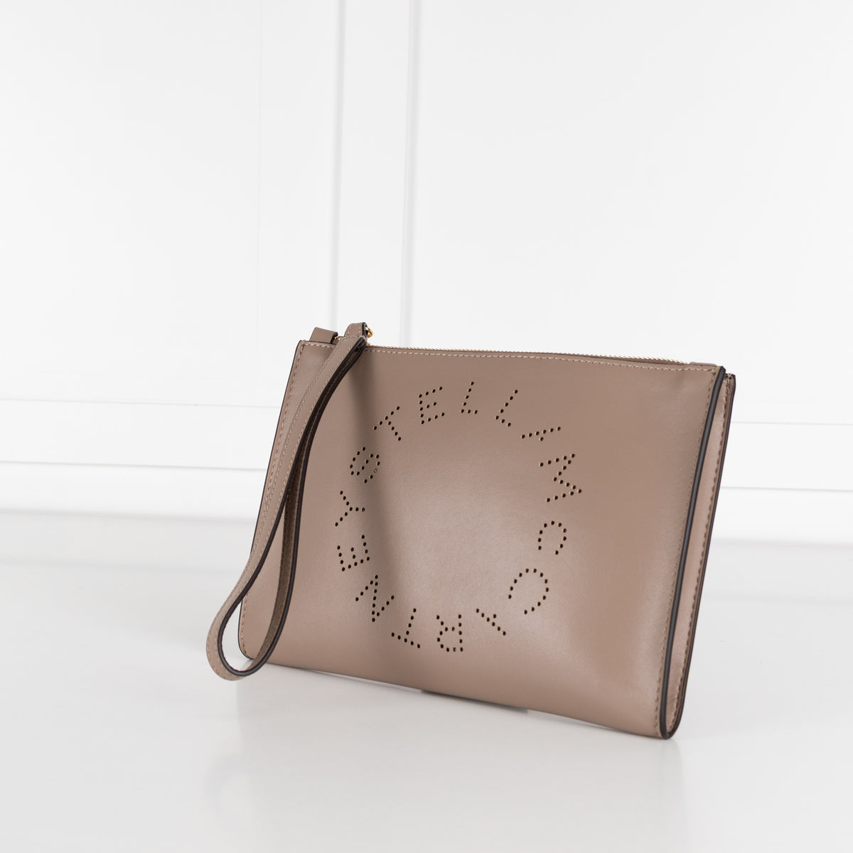 Stella McCartney Logo Taupe Vegan Leather Pouch