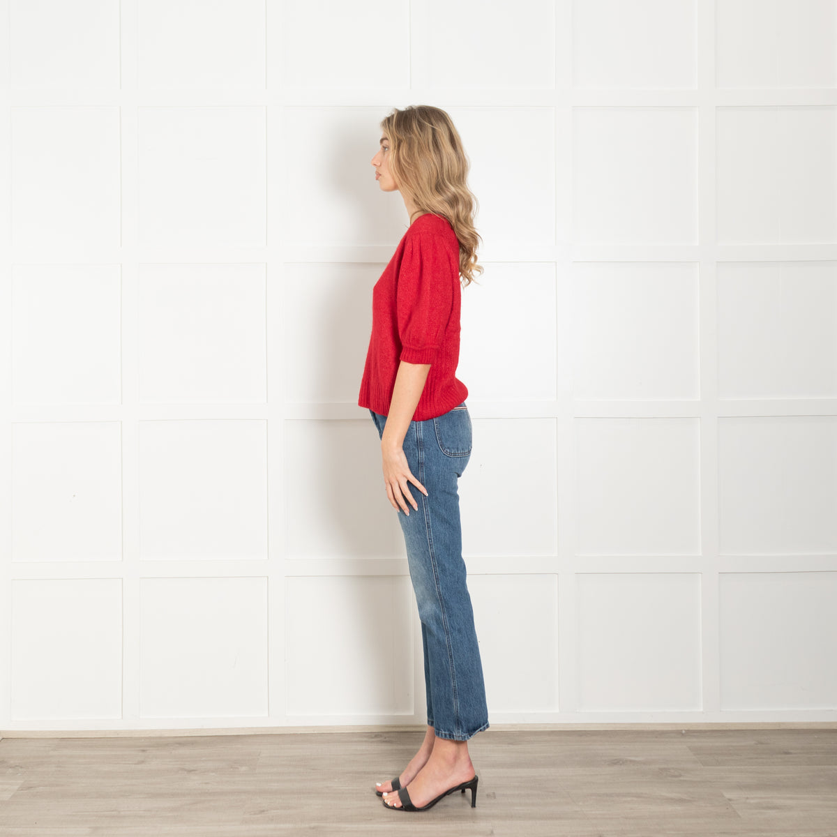 Me + Em Red Cashmere Mix Short Sleeve Jumper
