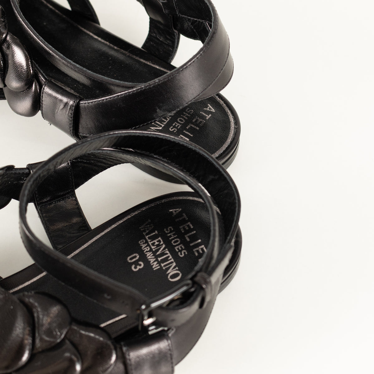 Valentino Garavani Atelier Black Leather Sandal