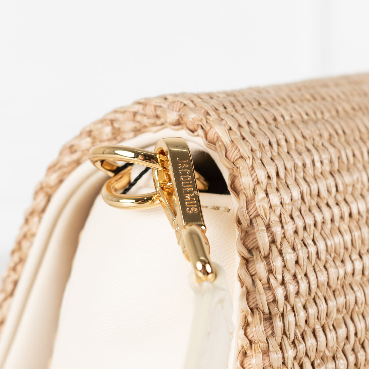 Jacquemus Le Bambimou Woven Raffia Shoulder Bag With White Leather Piping
