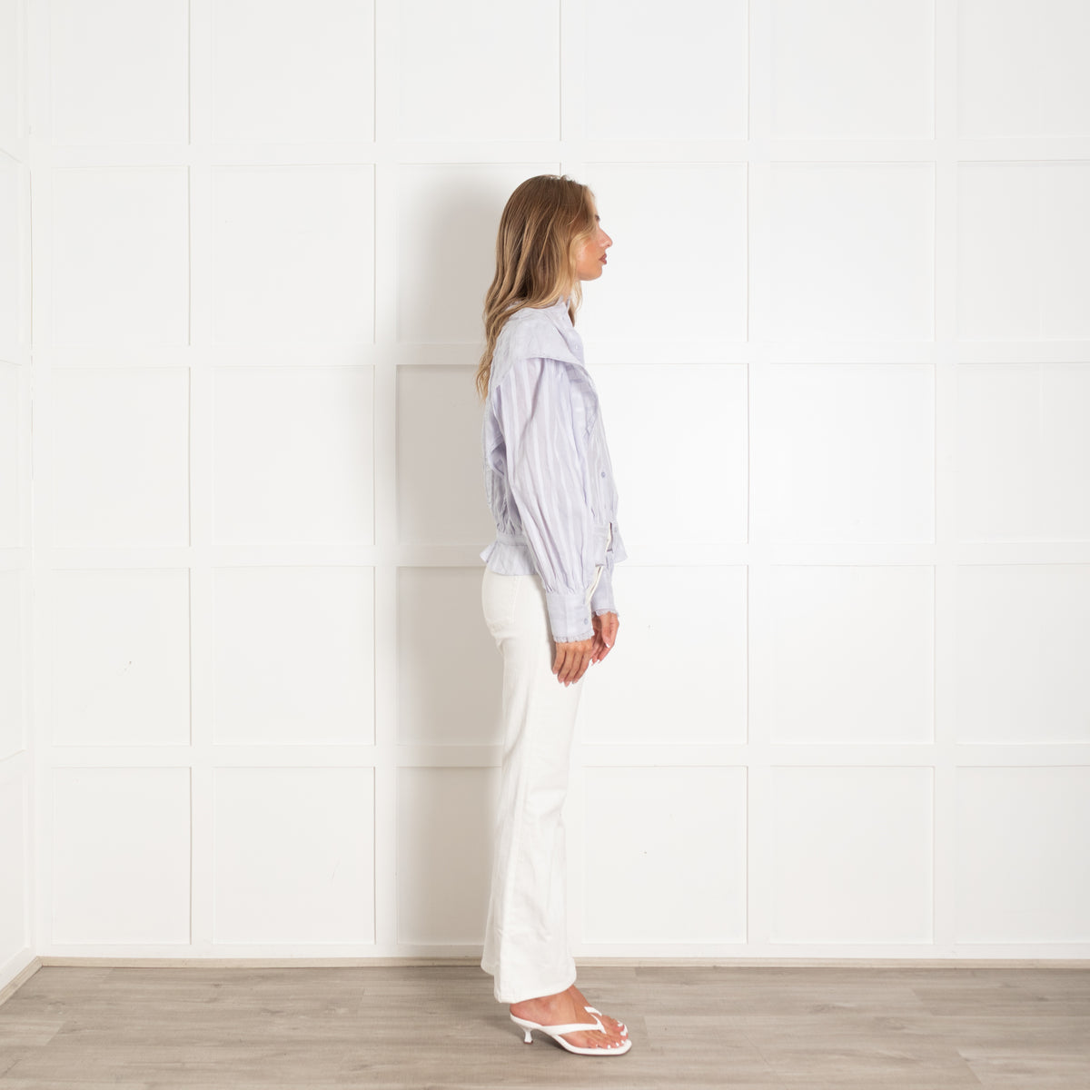 Isabel Marant Etoile Light Blue Frilled and Lace Button Back Shirt