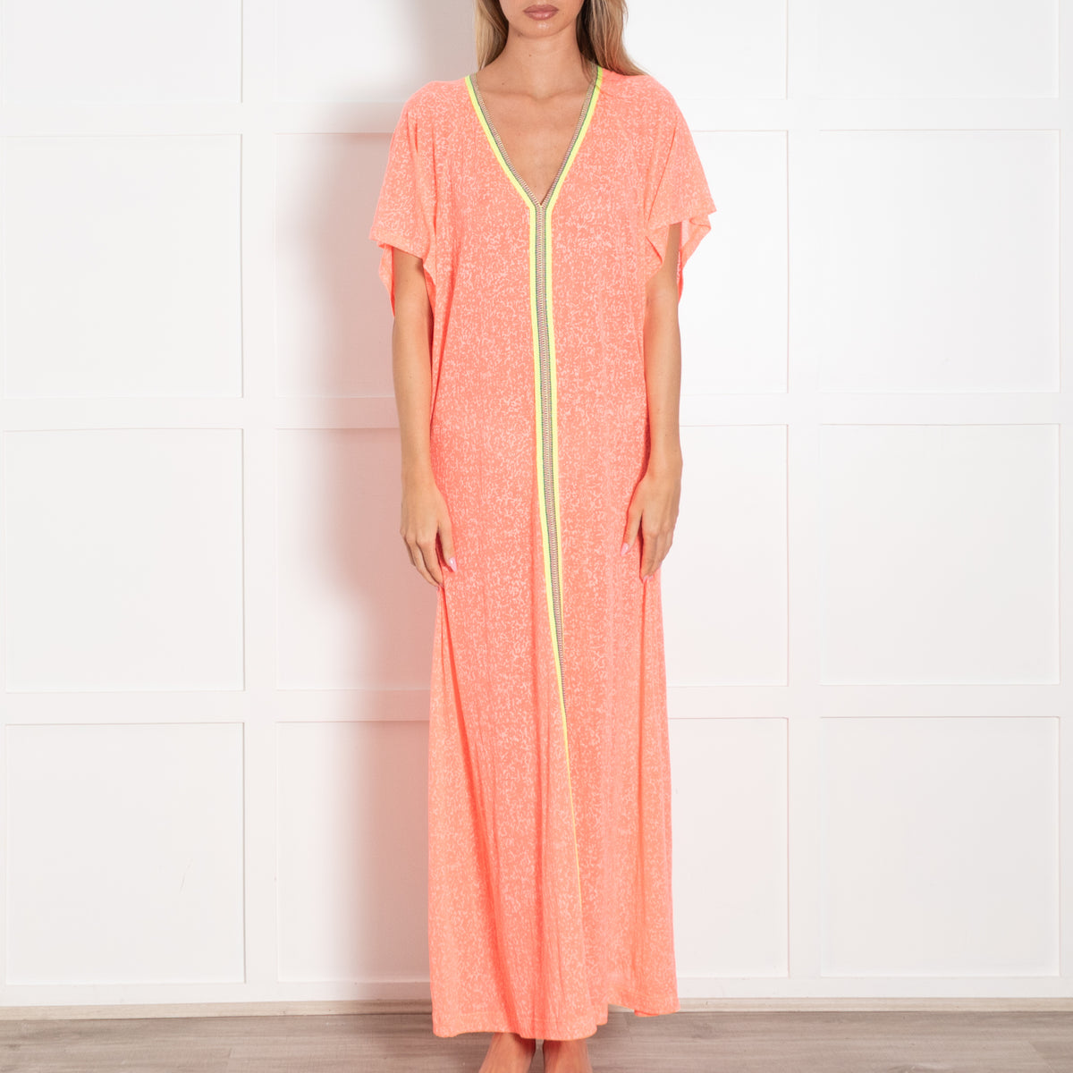 Pitusa Neon Orange V-Neck Long Sundress