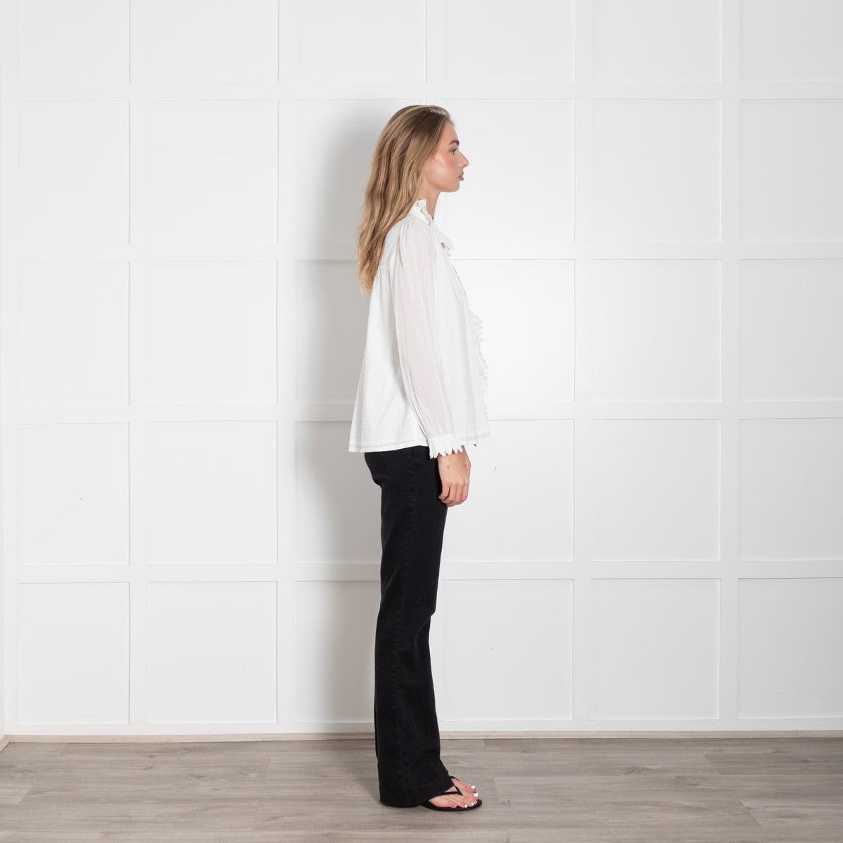 Brora White High Neck Blouse