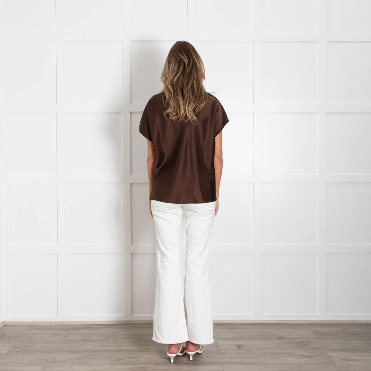 Vince Brown V Neck Short Sleeve Top