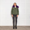 Popski Green Purple Detachable Fur Lining Hooded Coat