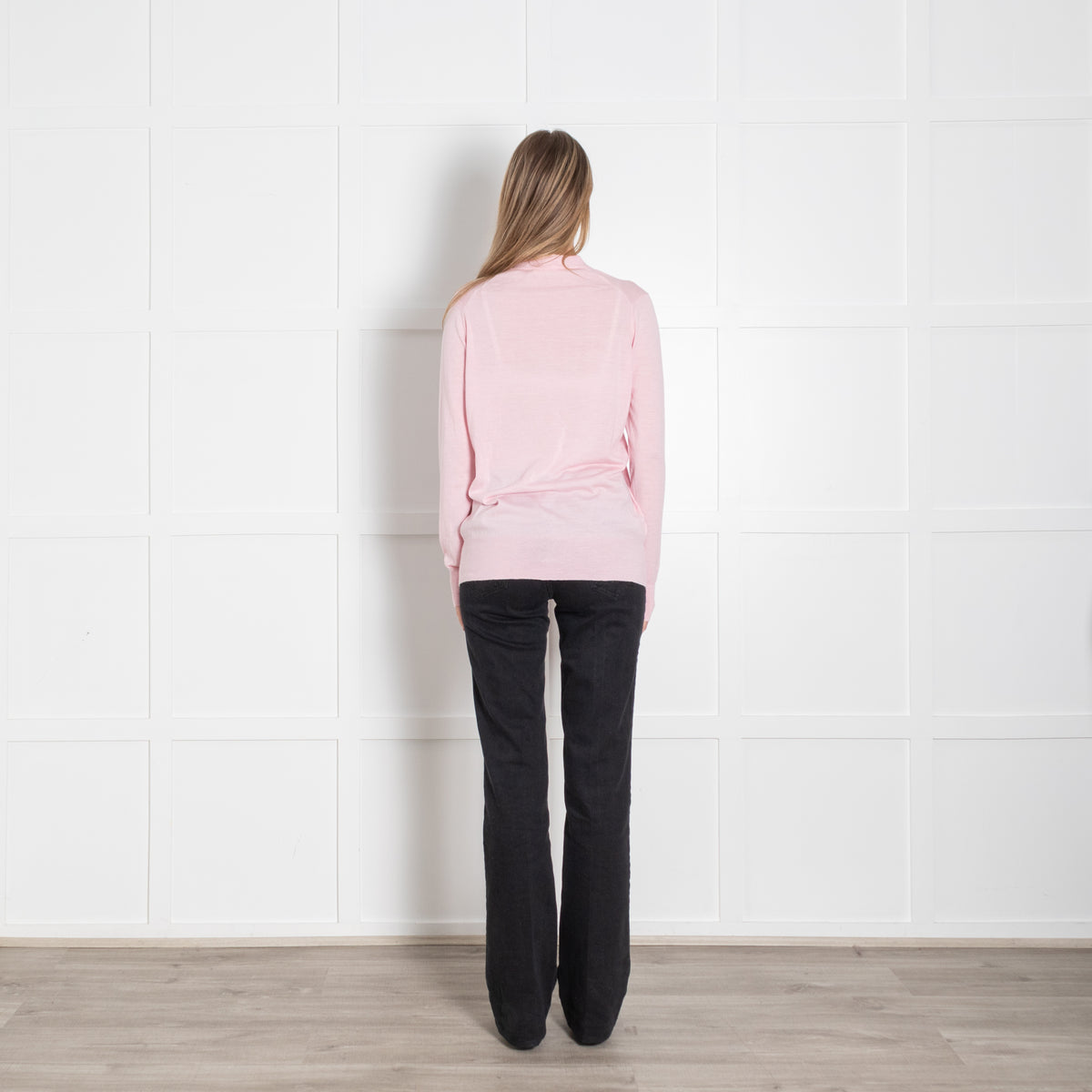 &Daughter Pale Pink Fine Knit Wool Cardigan