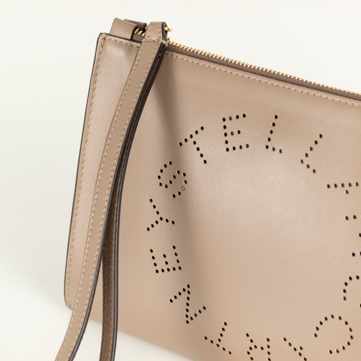 Stella McCartney Logo Taupe Vegan Leather Pouch
