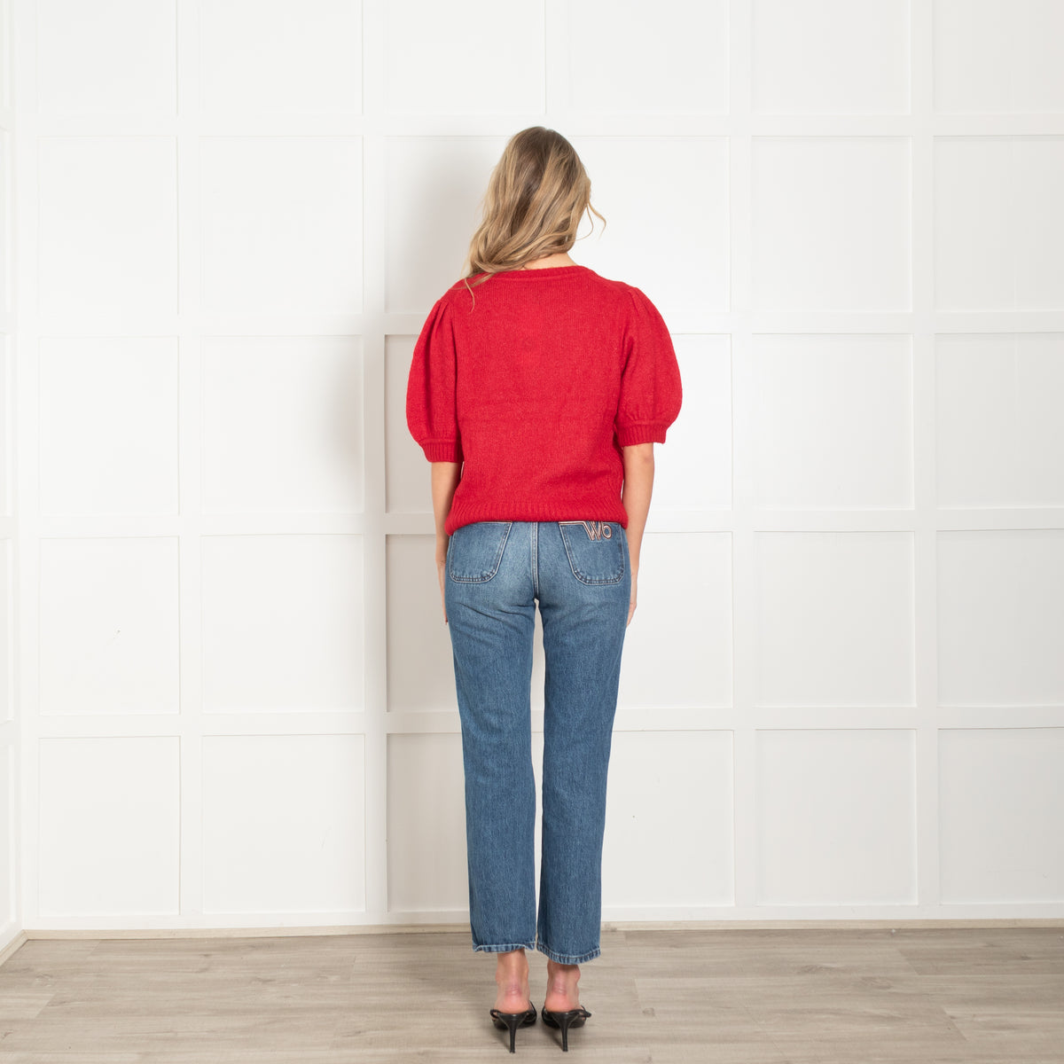 Me + Em Red Cashmere Mix Short Sleeve Jumper