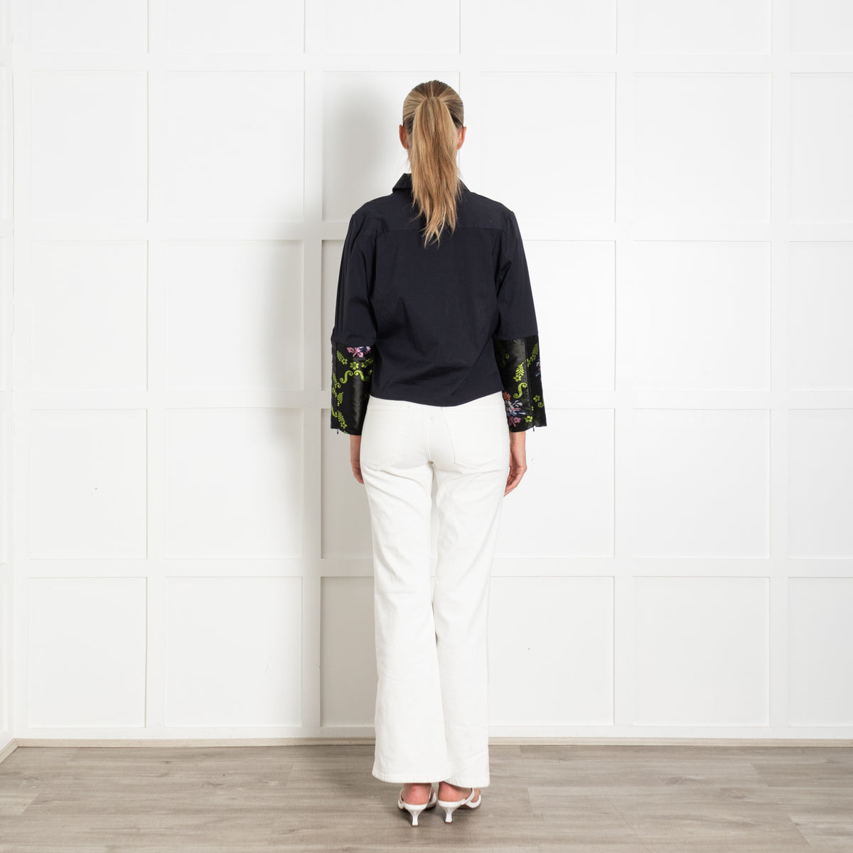 Christian Dior Navy Cotton Jacquard Trim Shirt